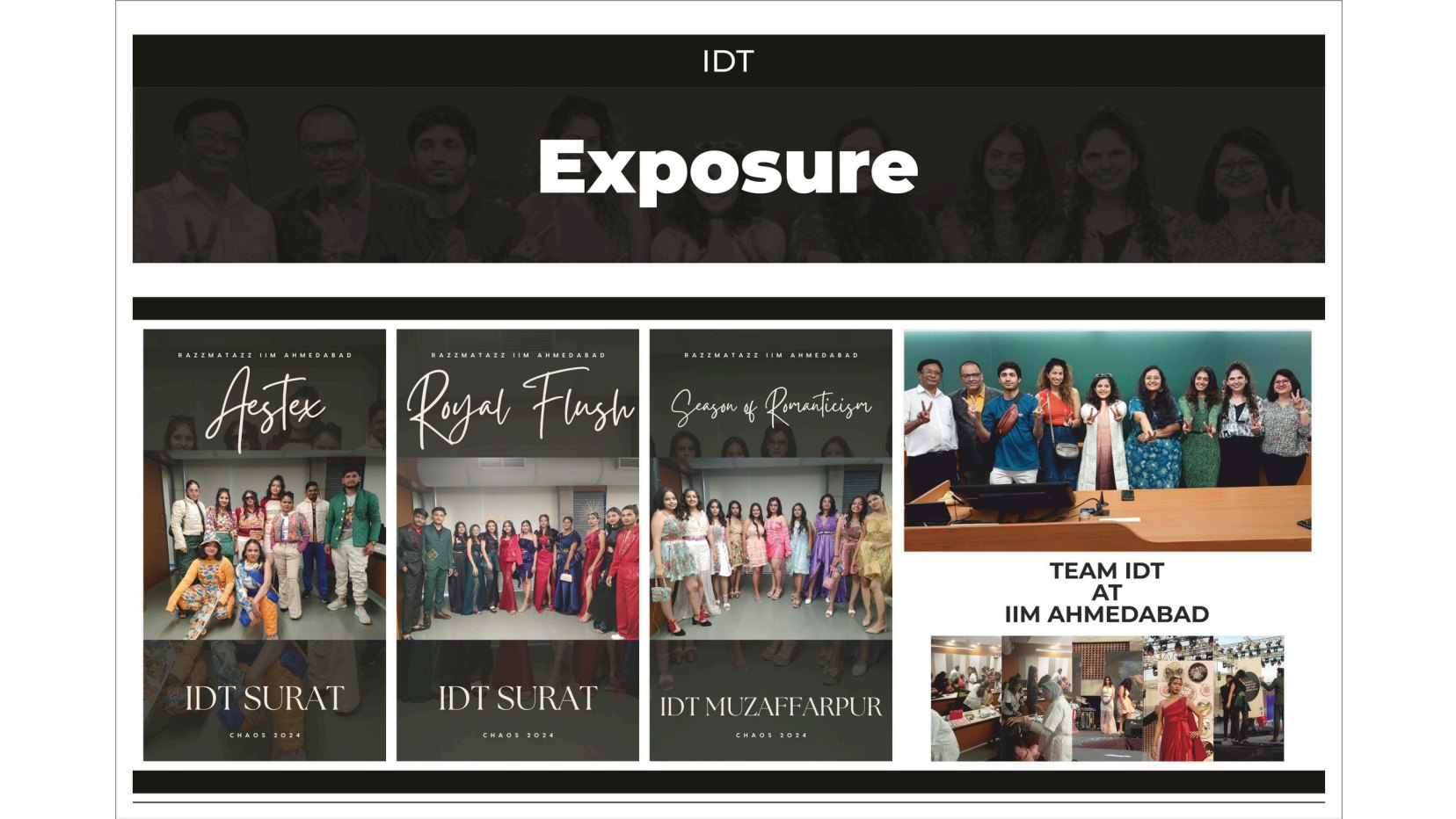 IDT exposure activities and industry events