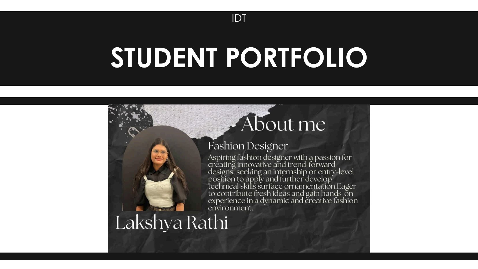 IDT student portfolio presentation